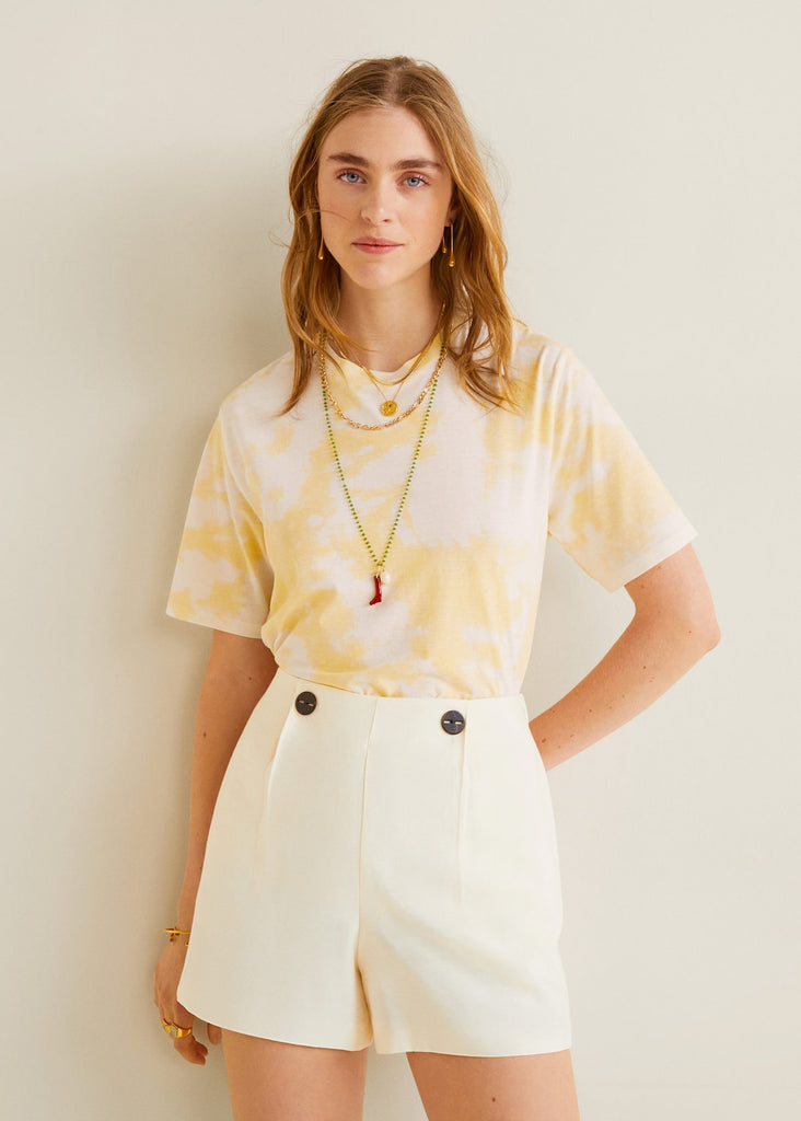 Buttoned high-waist shorts - sandy-thoa
