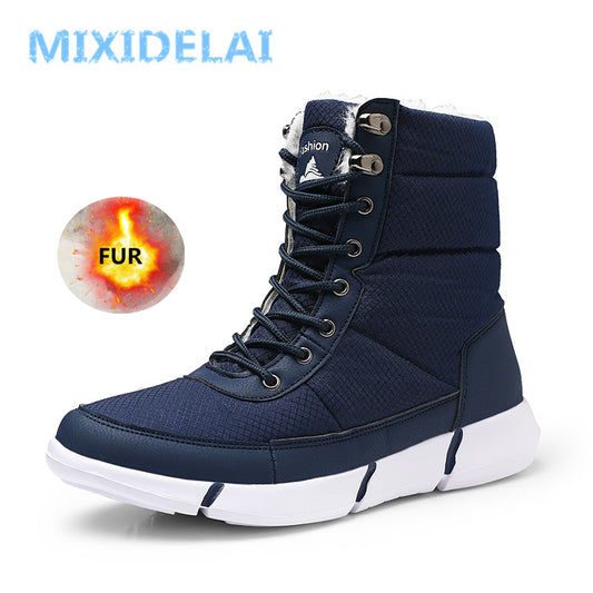 MIXIDELAI 2019 New Winter Waterproof Snow Men Boots Shoes With Fur Plush Warm Male Casual Women Mid-Calf Boot Sneakers Unisex - sandy-thoa