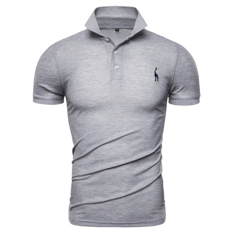 GustOmerD 2019 Brand Quality Cotton Polo Shirt Men Solid Slim Fit Short Sleeve Polos Men Fashion Giraffe Embroidery Men's Polo - sandy-thoa