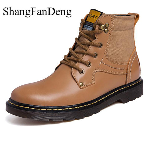 Men Boots Winter Fur Warm Ankle Men Shoes Brand Designer Motorcycle Boots Bullock Training Tactical Botas High Top Non-slip - sandy-thoa