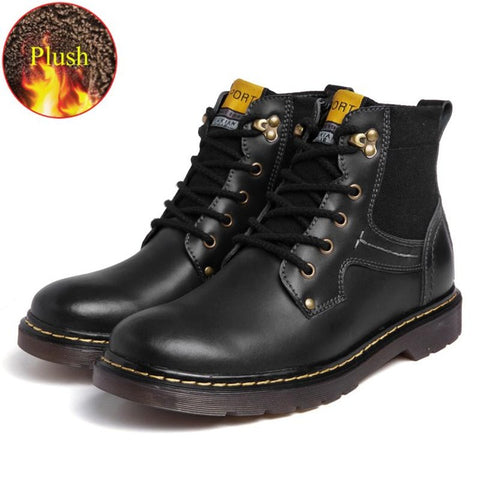 Men Boots Winter Fur Warm Ankle Men Shoes Brand Designer Motorcycle Boots Bullock Training Tactical Botas High Top Non-slip - sandy-thoa