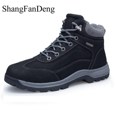 ShangFanDeng Winter Snow Men Boots Plush Shoes Hot Fashion Popular Casual Boots Soft Comfortable Hiking Motion Adult Boots - sandy-thoa