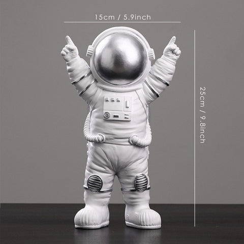 Resin Astronaut Figurines Fashion Spaceman With Moon Sculpture Decorative Miniatures Cosmonaut Statues Gift For Man & Boyfriend