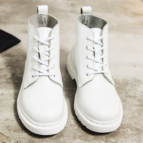 Soft Split Leather Women White Ankle Boots Motorcycle Boots Female Autumn Winter Shoes Woman Punk Motorcycle Boots 2020 Spring