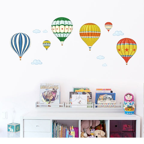 Cartoon Hot Air Balloon Wall Stickers Animals Kids room Baby Nursery Room Decoration Wall Decals Eco-friendly Art Vinyl Murals