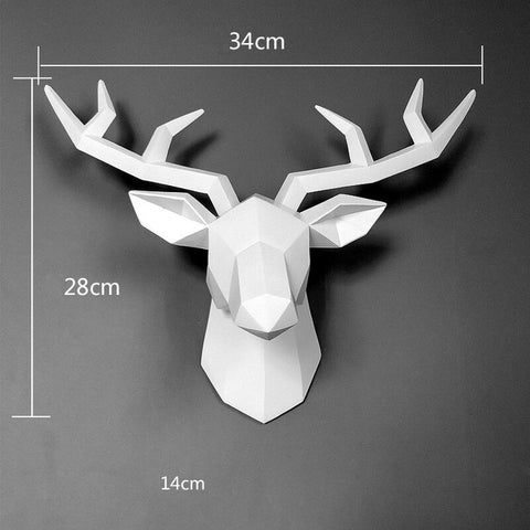 Home Decoration Accessories,3D Deer Head,eeeStatue,Sculpture,Wall Decor,Animal Figurine Miniature,Modern,Living Room,Decorative Art