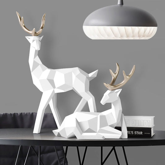 Statue Deer Resin Sculpture Decoration Nordic Home Decor Reindeer Scandinavian Deers Figurines for Interior Tabletop Decor