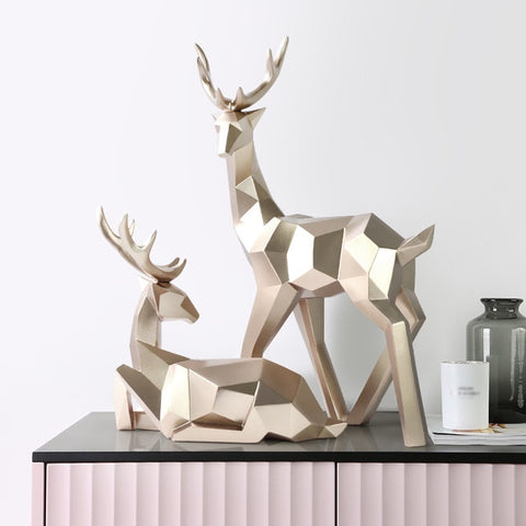 Statue Deer Resin Sculpture Decoration Nordic Home Decor Reindeer Scandinavian Deers Figurines for Interior Tabletop Decor