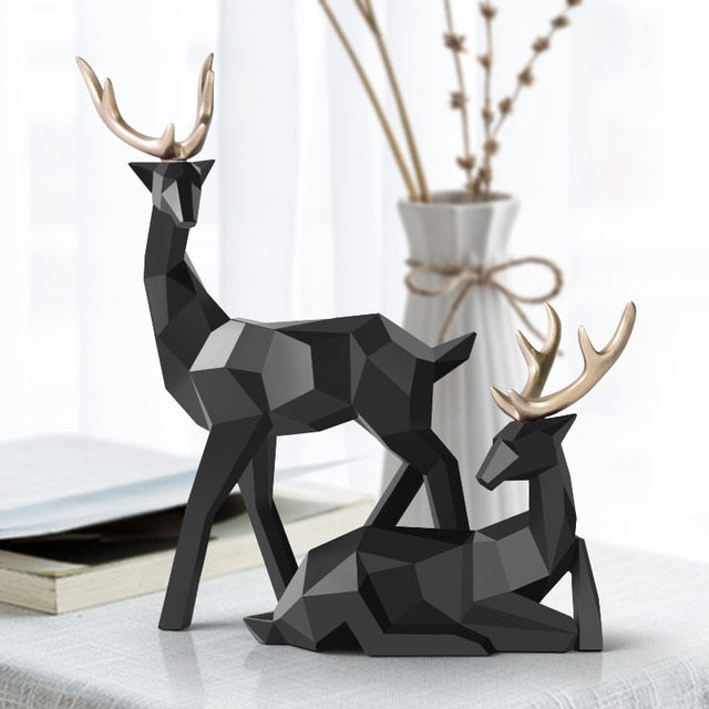 Statue Deer Resin Sculpture Decoration Nordic Home Decor Reindeer Scandinavian Deers Figurines for Interior Tabletop Decor