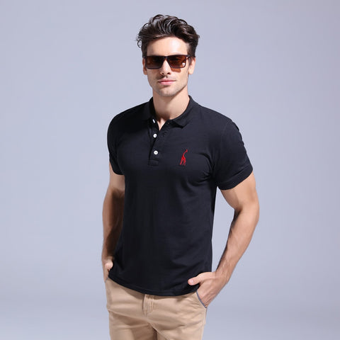GustOmerD 2019 Brand Quality Cotton Polo Shirt Men Solid Slim Fit Short Sleeve Polos Men Fashion Giraffe Embroidery Men's Polo - sandy-thoa
