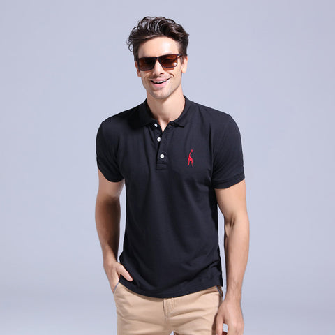 GustOmerD 2019 Brand Quality Cotton Polo Shirt Men Solid Slim Fit Short Sleeve Polos Men Fashion Giraffe Embroidery Men's Polo - sandy-thoa