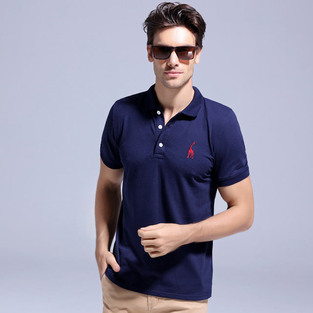 GustOmerD 2019 Brand Quality Cotton Polo Shirt Men Solid Slim Fit Short Sleeve Polos Men Fashion Giraffe Embroidery Men's Polo - sandy-thoa