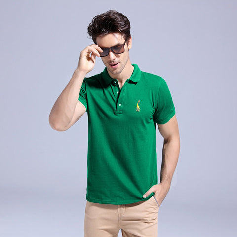 GustOmerD 2019 Brand Quality Cotton Polo Shirt Men Solid Slim Fit Short Sleeve Polos Men Fashion Giraffe Embroidery Men's Polo - sandy-thoa